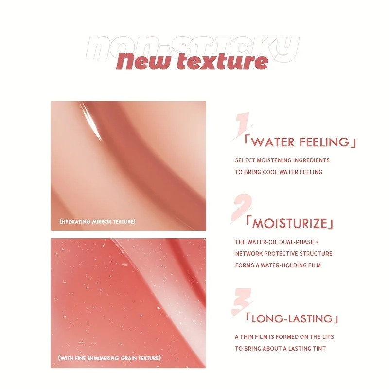 أحمر شفاه سائل لامع بـ 8 ألوان، ملمع شفاه ناعم لامع بالألماس، ملمع شفاه عالي الصبغة مقاوم للماء يدوم طويلاً، هدايا للفتيات