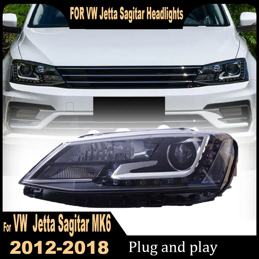 2Pcs Car Styling Headlights for VW Jetta Sagitar MK6 2012-2018 LED DRL Running Turn Signal Lights Projector Auto Accessories