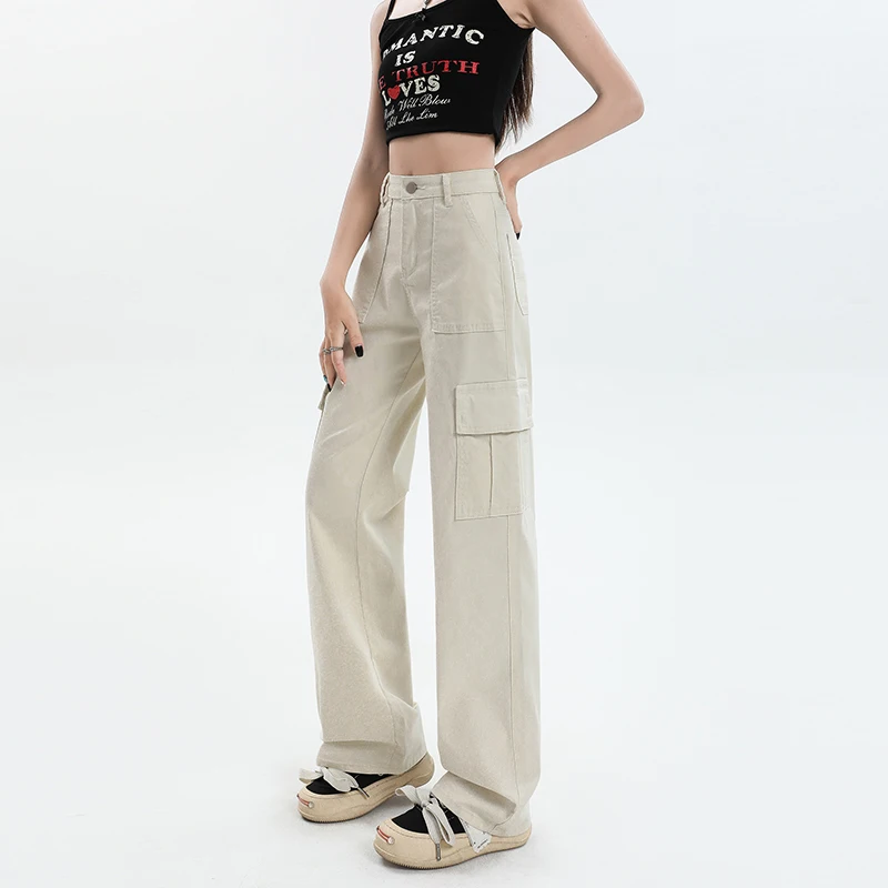 

Women's Retro Loose Jeans with Wide Legs and a Straight Style in 2024 Spring and Summer Cargo Pants Slouchy Jeans