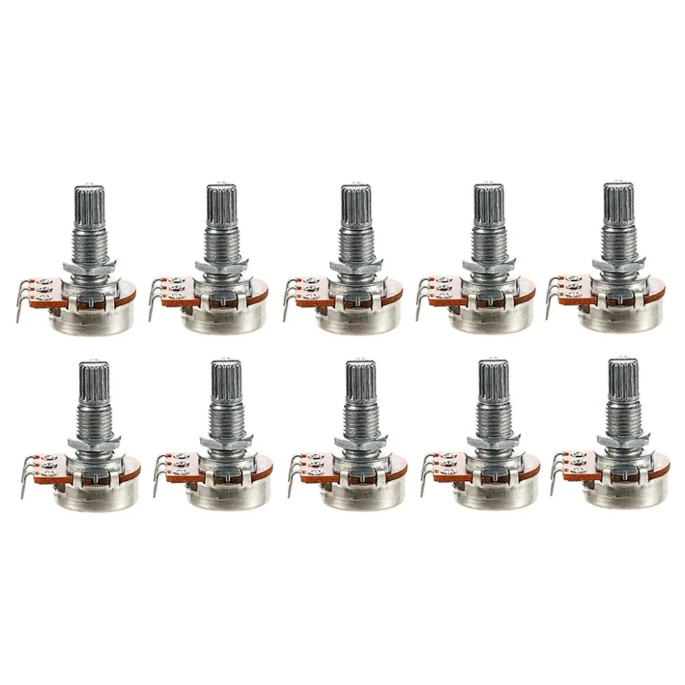 10pcs A500K Guitar Bass Potentiometers, 3-Pin Split Shaft Rotary Audio Taper Pots