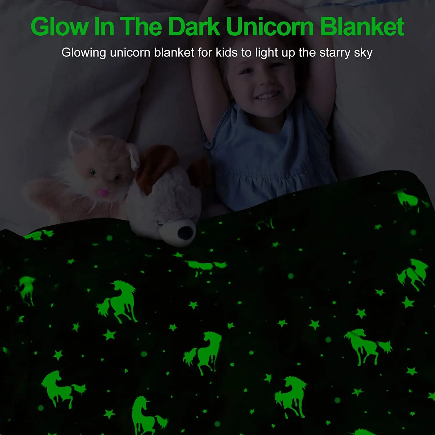 Ins Luxury Trend Unicorn Dinosaur Large Size Glow-in-the Dark Blanket Blanket Double-sided Flannel Glow Blanket for Children