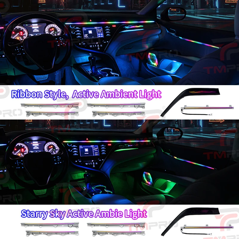 TMPRO 64 Colors LED Safety assistance systems Ambient Lighting For Toyota Camry 2018-2023 Automotive Interior Decoration