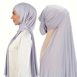 Ramadan Instant Chiffon Hijab Met Basic Stretchy Pullover Hoofddoek Outdoor Dunne Ademende Zonnebrandcrème Head Wrap