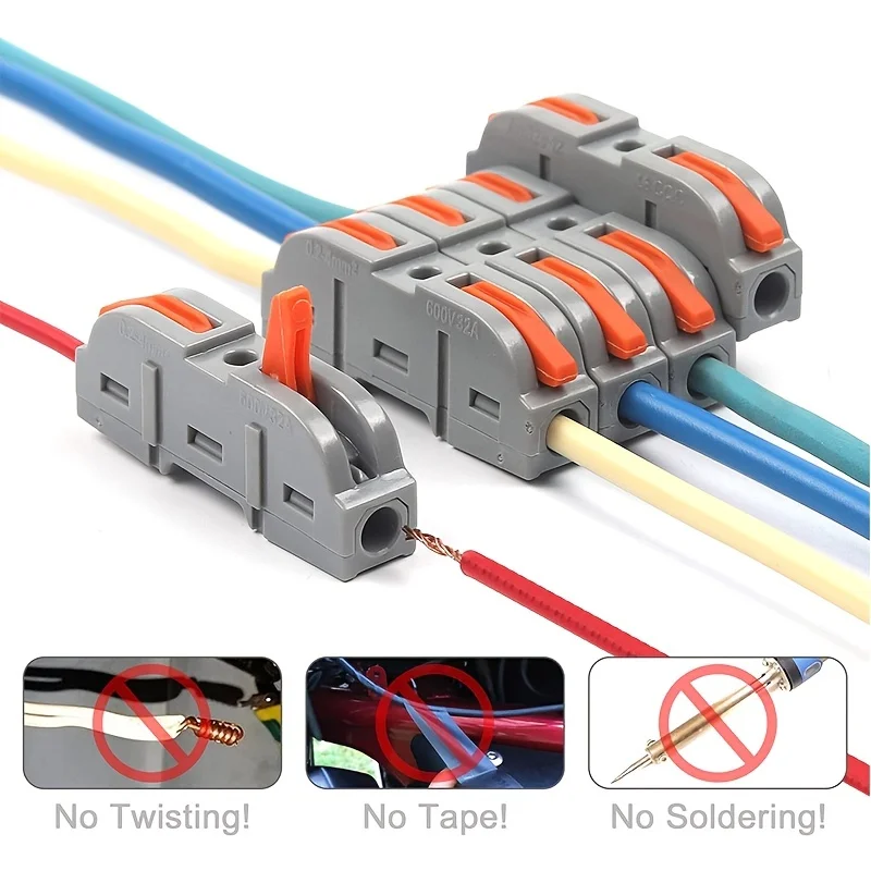50/100P Quick Splicing Multiplex Butt Wire Connector Compact Electrical Cable Terminal Block Home Wiring Connectors Junction Box
