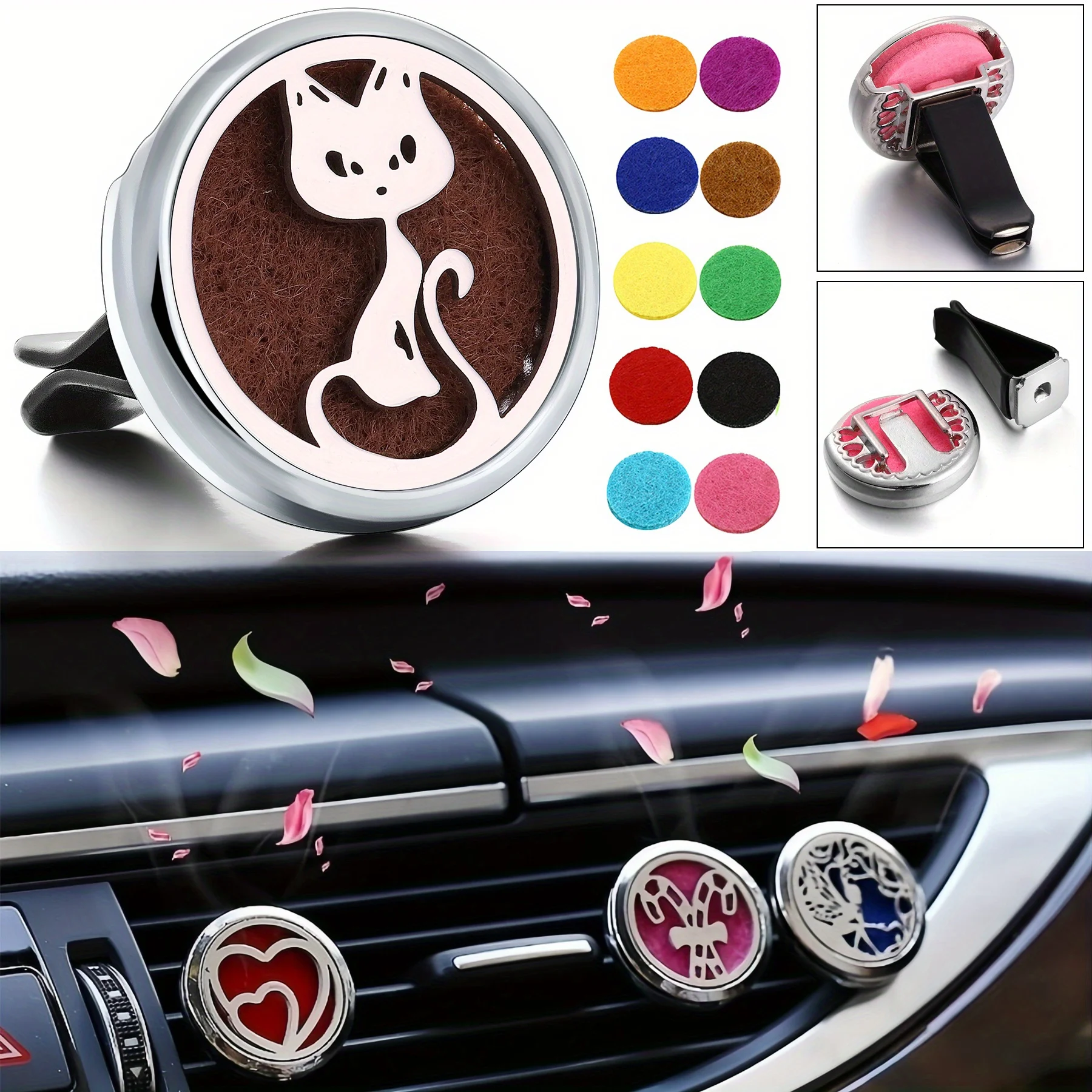 1pc Refillable Car Air Freshener Perfume Diffuser Clip, Auto Air Vent Car Interior Accessories, Car Aromatherapy Diffuser