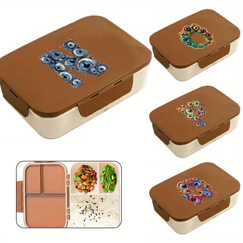 

Portable Bento Case Food Storage Container Durable Dustproof Leak Proof Eyelets Initial Name 26 Letters Pattern