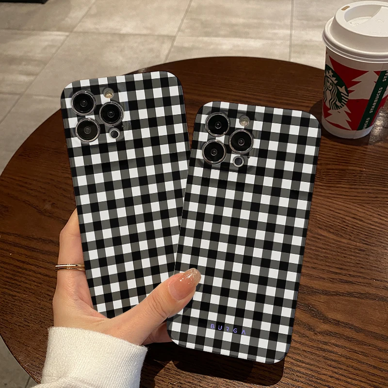 Чехол для телефона BURGA Fashion Grid для VIVO X50 X60 X70 X80 X90 Pro Y02 Y15S Y16 Y17 Y19 Y20 Y21 Y35 Y50 Y76S Y75 5G Hard PC Cover