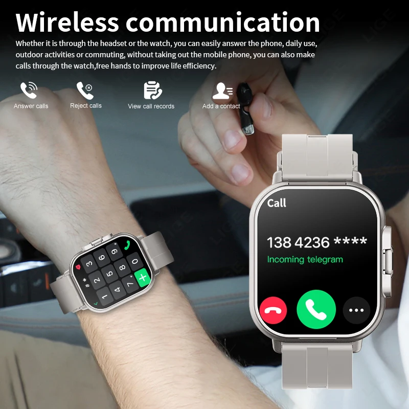 LIGE TWS Headphones Smartwatch 2 In 1 Headset Bluetooth Smart Watch 2.01