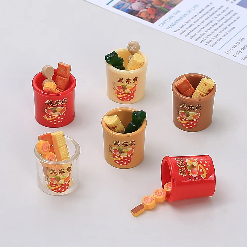 10PCS Mixed Oden Play Food Resin Charms Clear Red Beige Brown Mushroom Seaweed Fish Cake Corn Tofu DIY Cream Craft Supplies