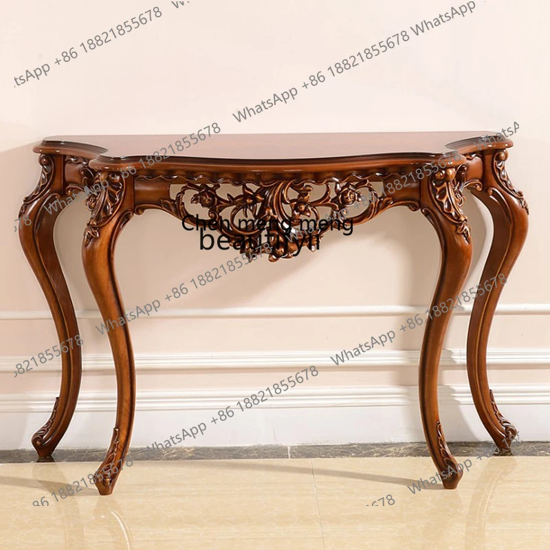 

X American-Style Solid Wood Entrance Cabinet European-Style All Solid Wood Carved Small Console Lobby Sofa Tables Entry