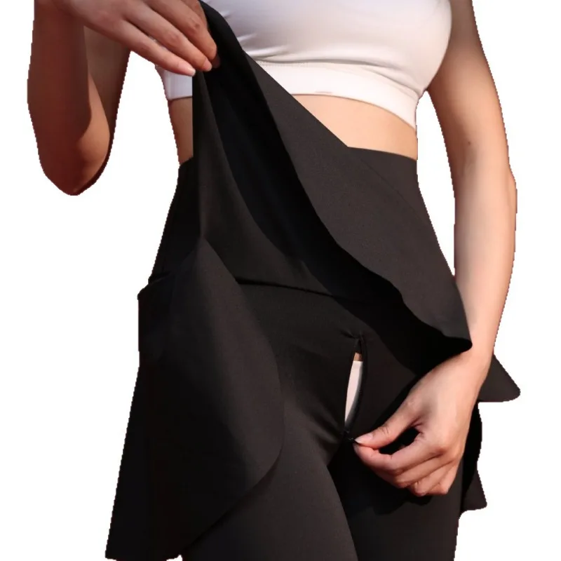 Pantalones de Yoga de cintura alta para mujer, mallas con cremallera, dos piezas de entrepierna abierta, estilo Joggers, Control de barriga, ropa deportiva elástica