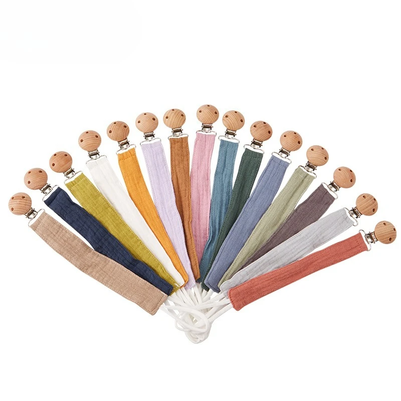 

Solid Color Baby Cotton Fabric Pacifier Chain Beech Pacifier Clip Infant Teething Toys Holder Newborn Kids Gifts Feeding Tools