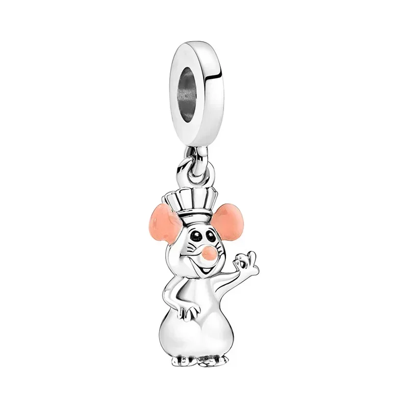 Disney PIXAR Anime Ratatouille Remy Mouse Charm Pandora Pendant for Jewelry Making Women Bracelet Accessories Bangles Beads DIY