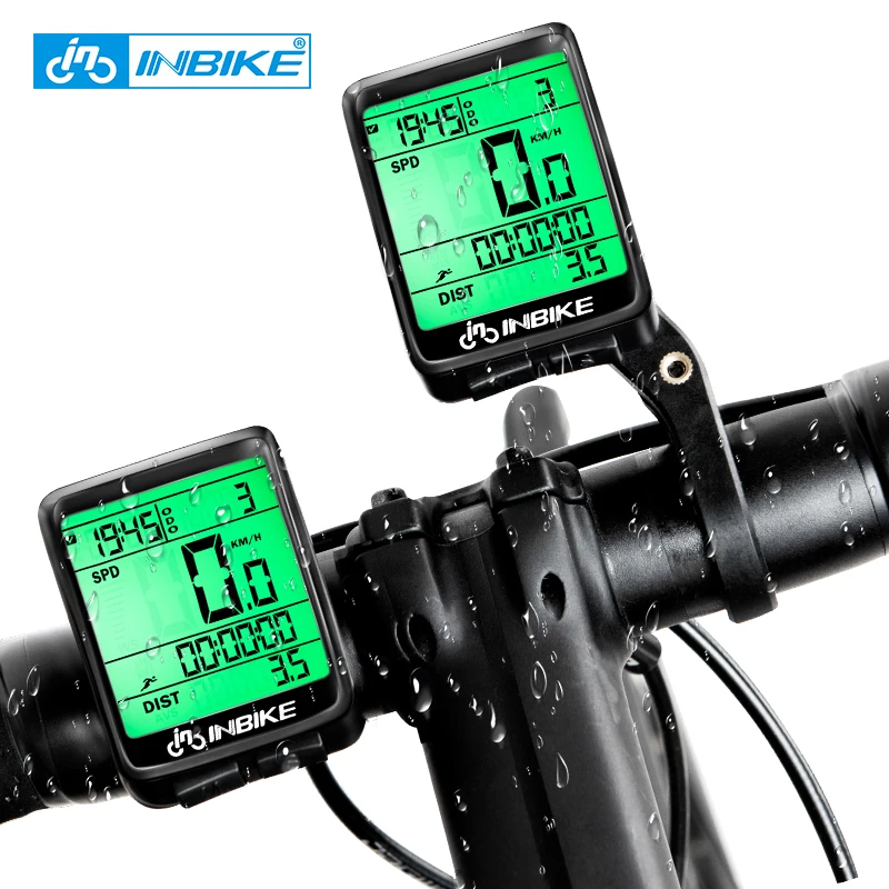 INBIKE غير نافذ للمطر دراجة الكمبيوتر دراجة عداد السرعة اللاسلكية السلكية عداد المسافات الدراجات ساعة شاشة LED ساعة قابلة للقياس IC321