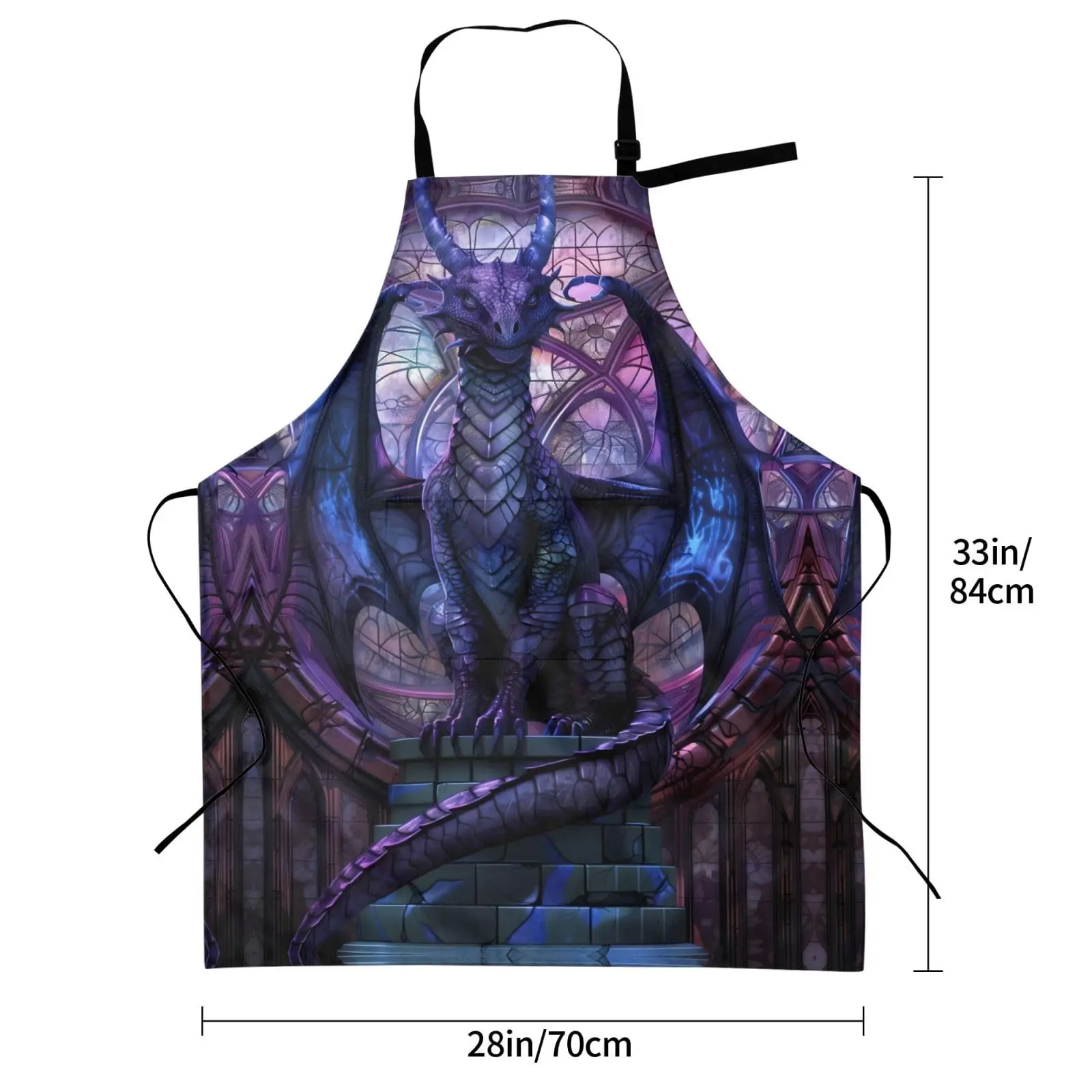 

Fantasy Dragon In Cathedral Aprons for Men Cooking, Adjustable Waterproof Kitchen Chef Apron