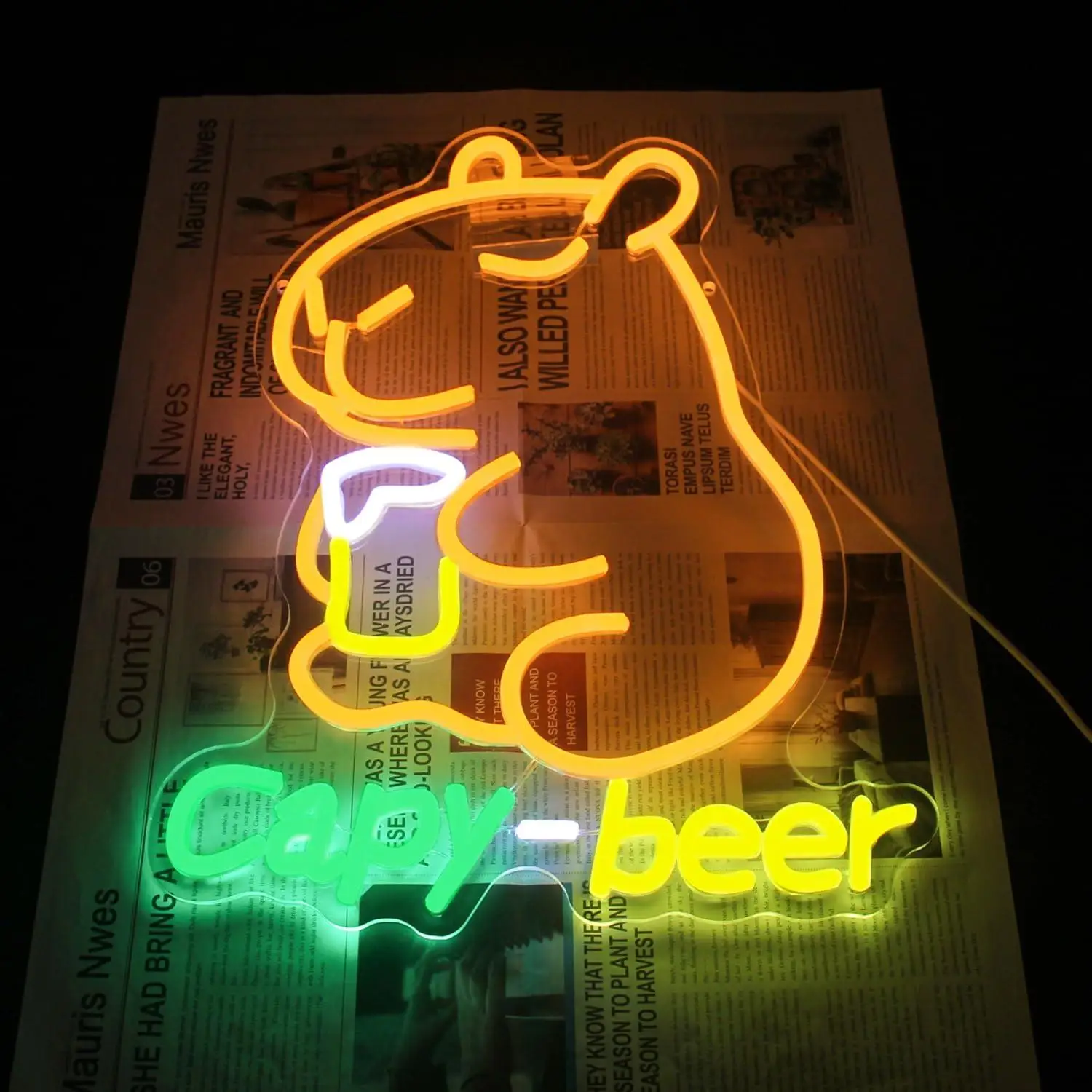 Capybara Beer Neon Sign USB Powered Cartoon Led Wall Light For Home Bar Man Cave Pub Lounge Bedroom Funny Animal Art Gift - view 4