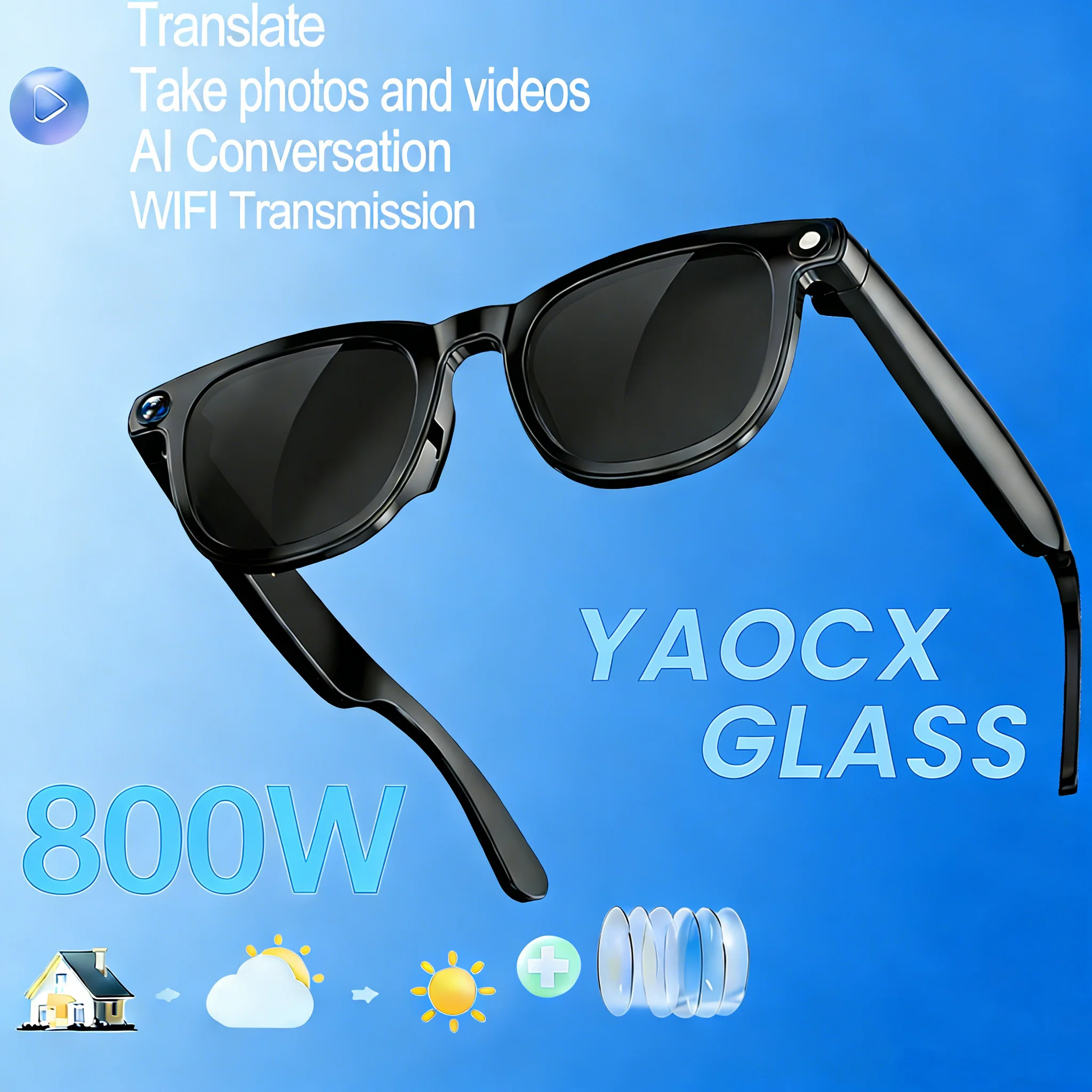 

2026 New Smart Photo Glasses HD Photo Video AI Record Translation Bluetooth Call Music WIFI Transmission Multifunction Glasses
