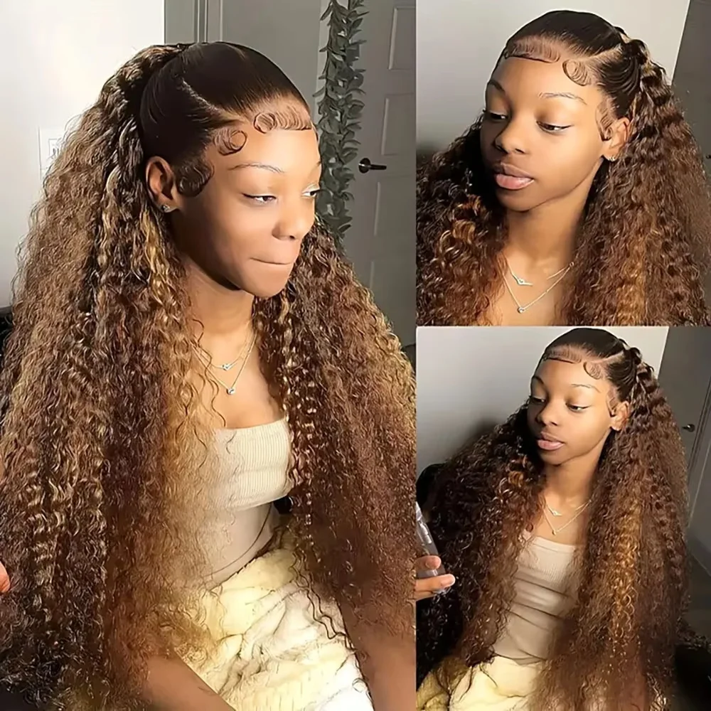 13 × 4 موجة عميقة 5 × 5 الدانتيل الشفاف الجبهة الباروكات شعر الإنسان تسليط الضوء على 220 الكثافة العسل الأشقر قبل قطعها الدانتيل شعر مستعار أمامي 4/27