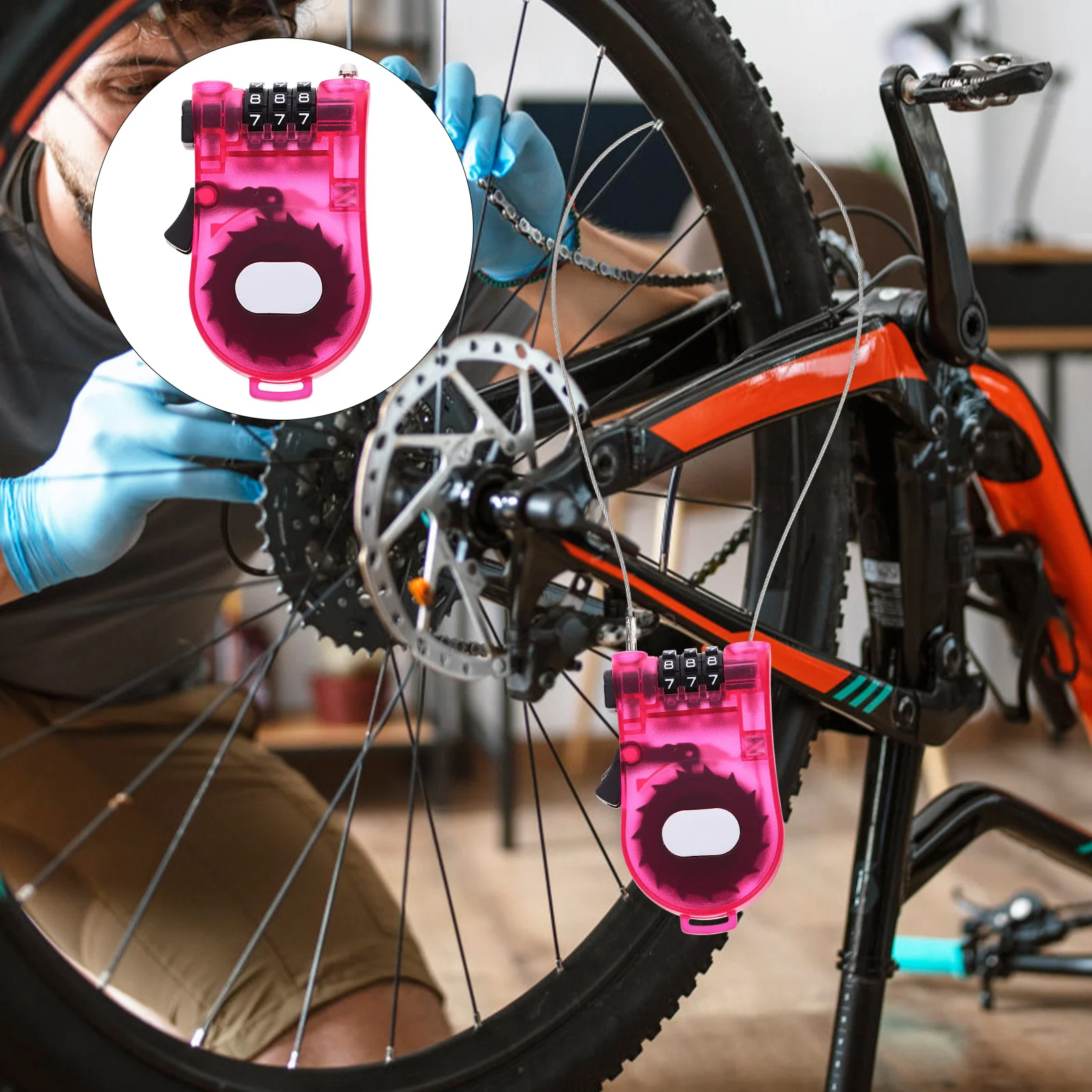 قفل كابل بلاستيكي محمول مضاد للسرقة للدراجة للسكوتر على الجليد والدراجة الجبلية ولوح التزلج والرياضات الخارجية القابلة للسحب #1