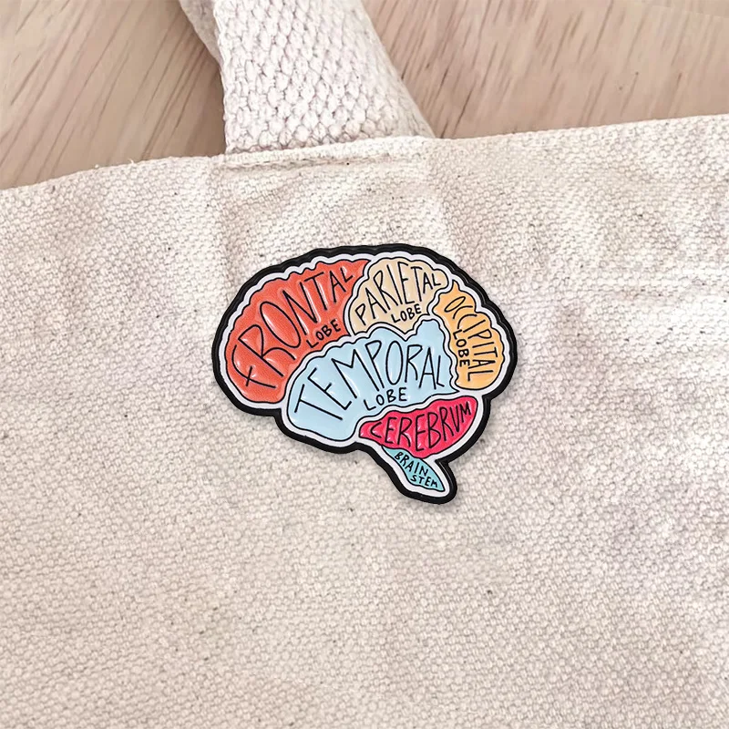 Brain Anatomy Lobes Cerebrum Stem Enamel Badge Science Education Diagram Alloy Pin Brooch Jewelry Gifts For Medical Student