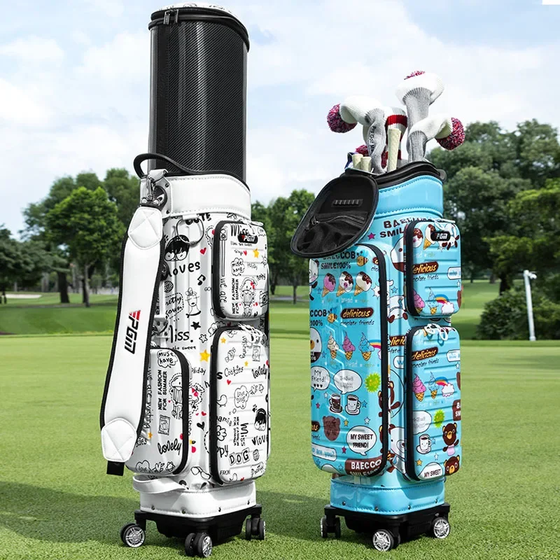 

PGM Golf Aviation Bags Women Hard Shell Telescopic Universal Four Wheel Airplane Shipping Bag QB186