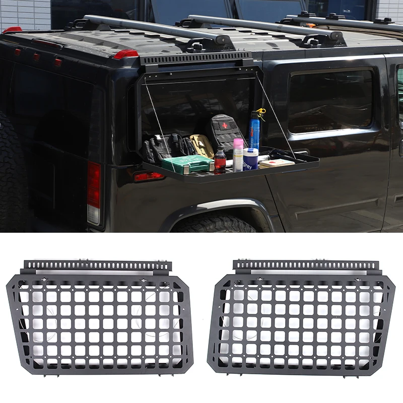 

Aluminum Alloy Car Rear Window Glass Armor Shelf Storage Rack Foldable Table For Hummer H2 2003-2009 Exterior Accessories