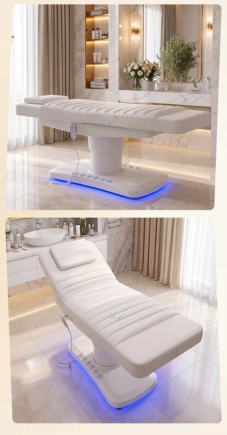 Hochwertiges Fußgesteuertes Stimmungslampen-Massagebett, Schönheitsbett, Ergonomisches Design, Behandlungsbett, Anpassbare Lederfarbe für Spa – Detail 9