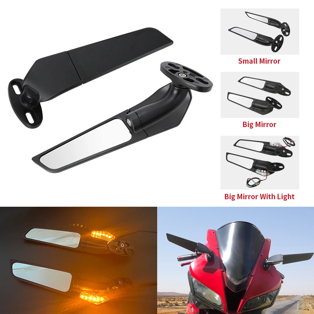 Motorcycle Mirror Modified Wind Wing Rotating Rearview Mirror For BMW S1000RR Honda CBR650R YAMAHA YZF R6 R1 R25 R3 R125 R15