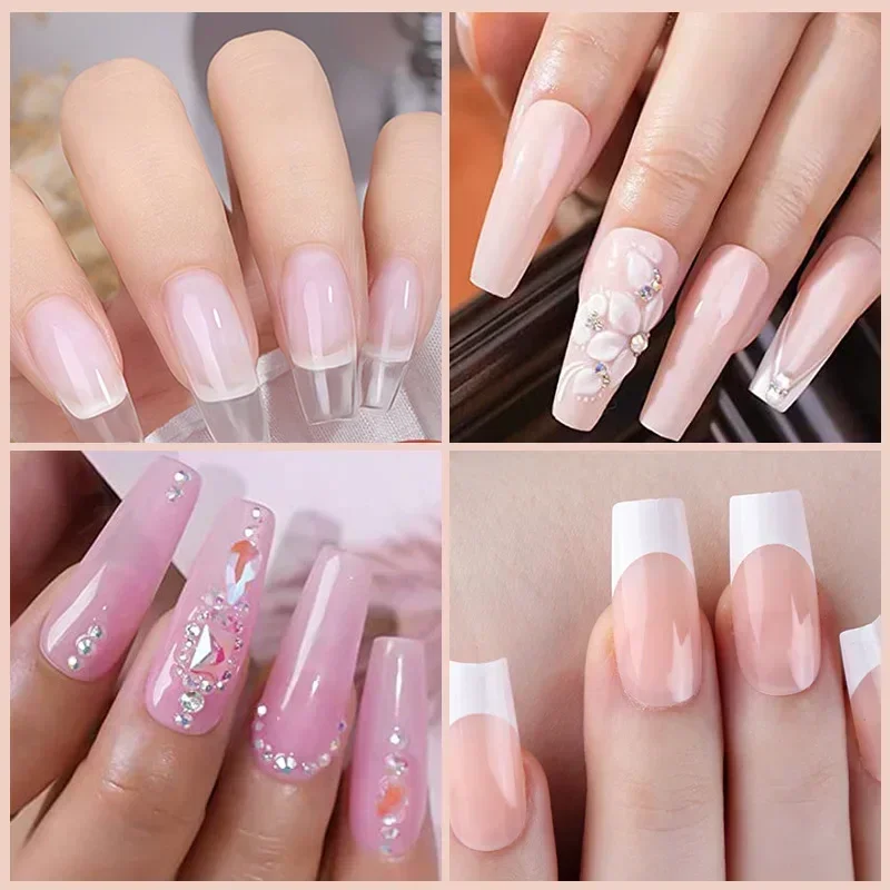 Pó acrílico profissional para unhas, transparente/nues/rosa, ultrafino para arte em unhas acrílicas, ponta 3d, escultura, extensão de unhas francesas, gel