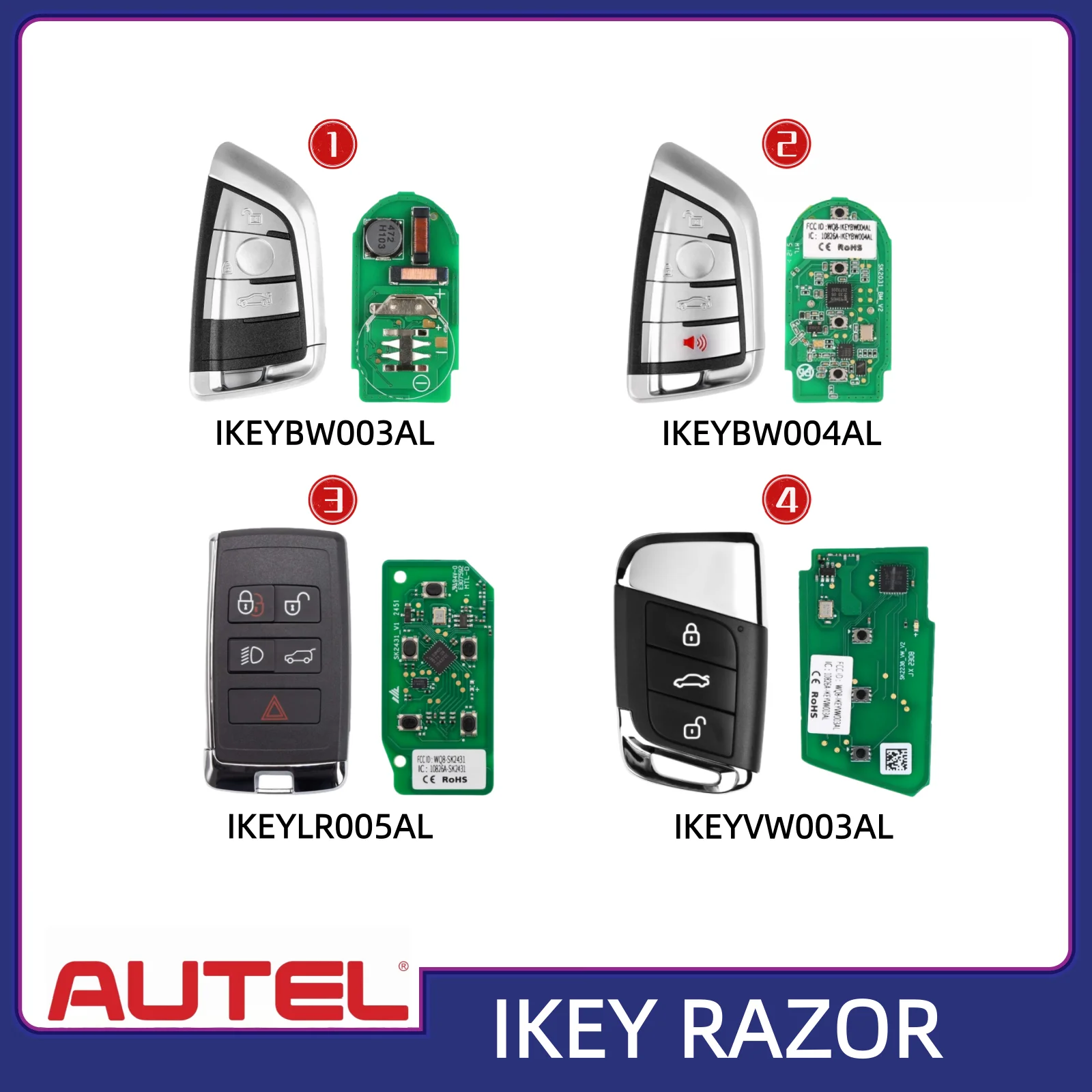 

1PCS Autel UNIVERSAL IKEY IKEYLR005AL IKEYBW003AL IKEYBW004AL IKEYVW003AL FOR IM508S KM100 IM608PRO II