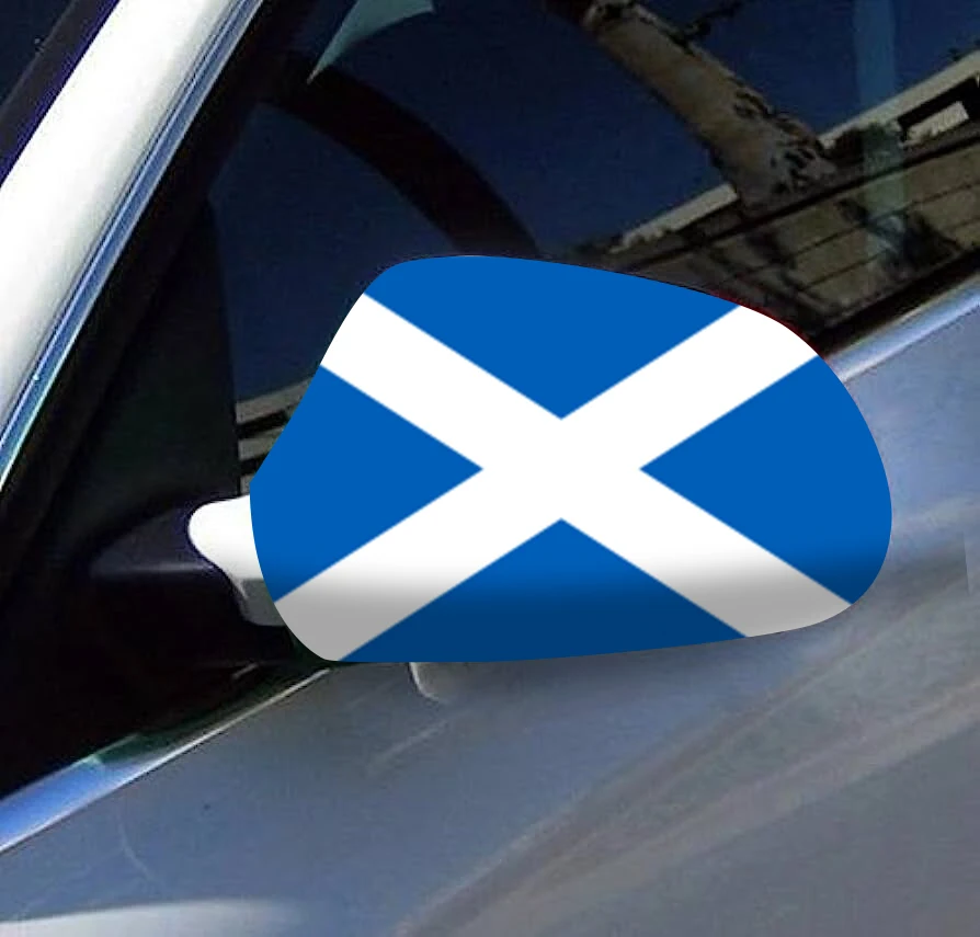 Directly Delivery 2 Pcs Free Size Four-way stretch fabric Scotland Scot Flags Car Mirror Cover