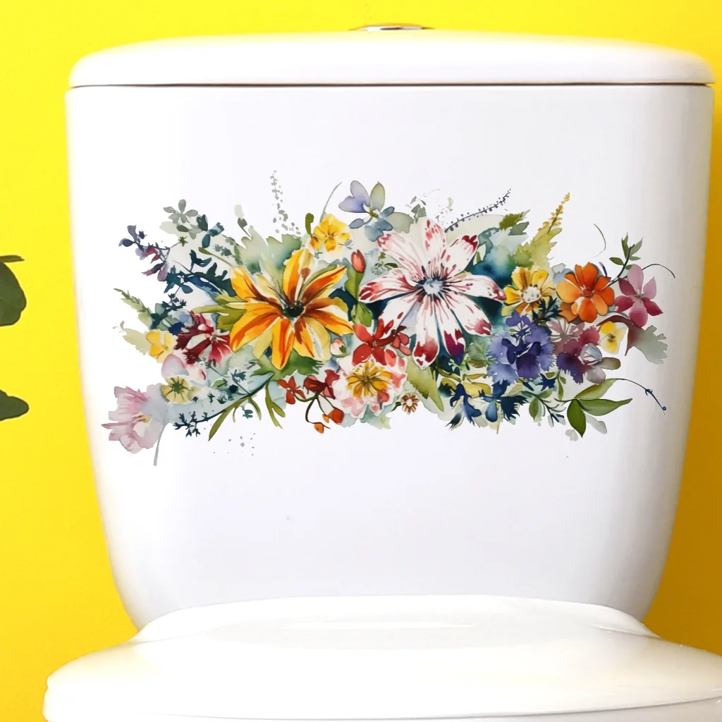 

Toilet Stickers Flower Stickers Bathroom Self-adhesive Painting Waterproof Stickers Toilet Cover Bathroom Walls Flower Stickers