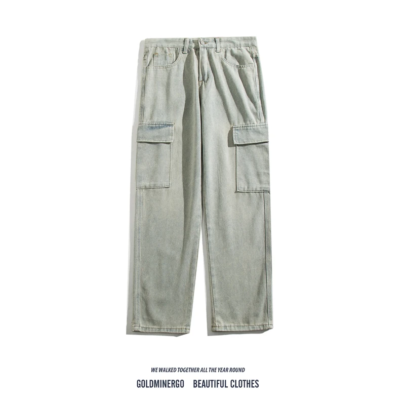 

Американская рабочая одежда в стиле ретро, джинсы, мужские модные свободные прямые драпированные широкие брюки в стиле хип-хоп, молодежные повседневные джинсовые брюки