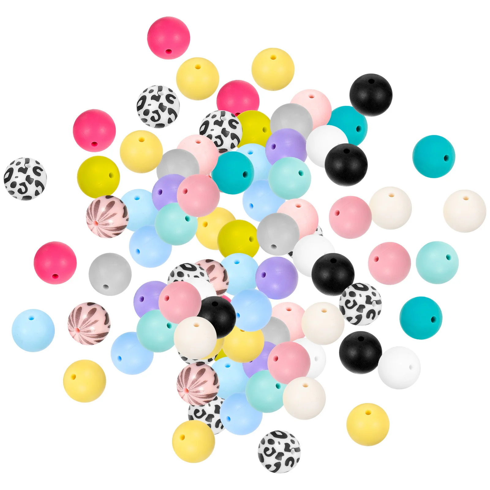 

50 Pcs Silicone Beads Loose Shaped Beaded for Jewelry Making Bulk Keychains Silica Gel Jewellery