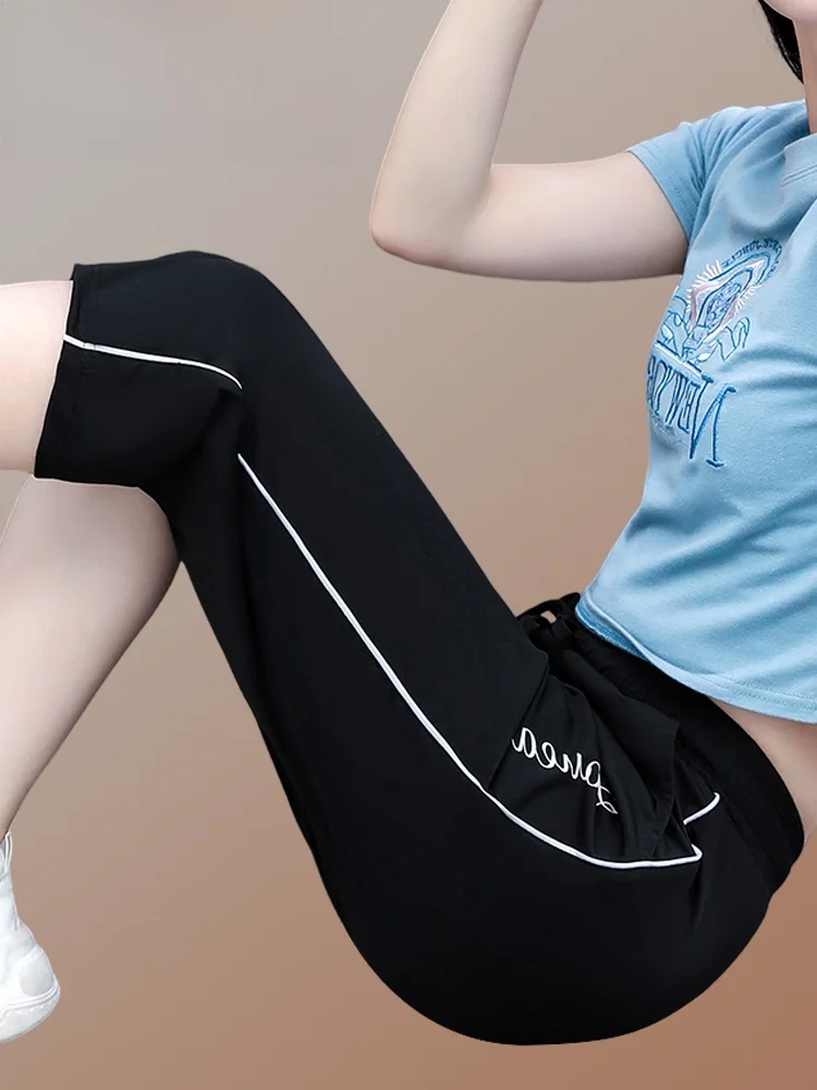 

Женские летние тонкие спортивные брюки TUCANO Ice Silk, прямые, быстросохнущие, с высокой талией, из нейлона и спандекса