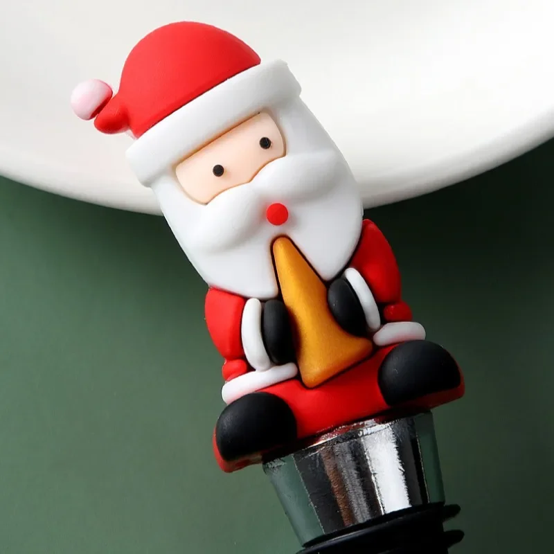 1 قطعة سدادة النبيذ قابلة لإعادة الاستخدام الفلين النبيذ للمشروبات عيد الميلاد سدادات الزجاجات للمطبخ بار الهدايا عطلة سدادات الزجاجات الطرف #5