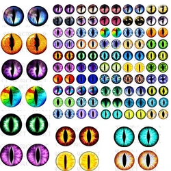 50Pcs 6/8/10/12mm Doll Glass Eye Round Dragon Cat Eyes In Pairs Flatback Cabochons Decoration Keychain DIY Accessories