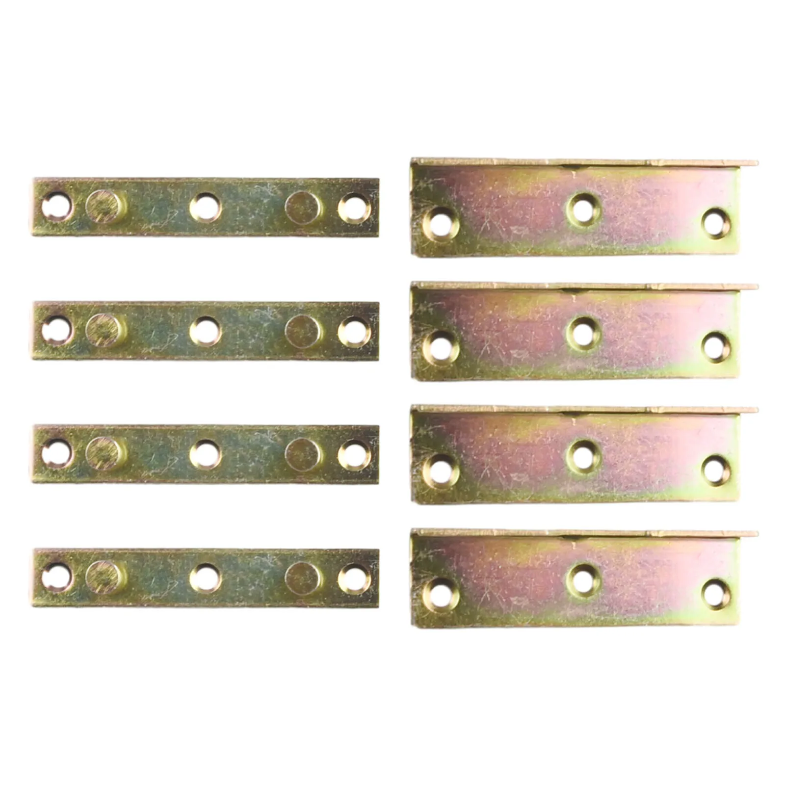 Non Mortise Bed Furniture Hinge Fixing Connector Set of 4 Cold Rolled Steel Brass Tone Bed Rail Bracket Non Mortise