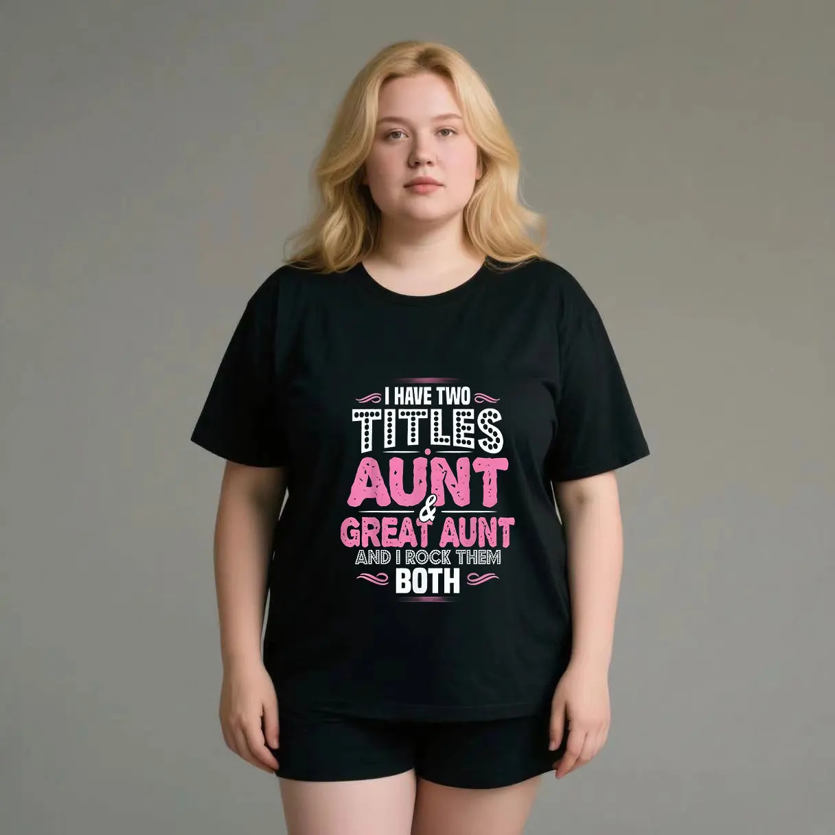 

Simple two-color letter print plus size Ladies' casual short sleeved T-shirt black