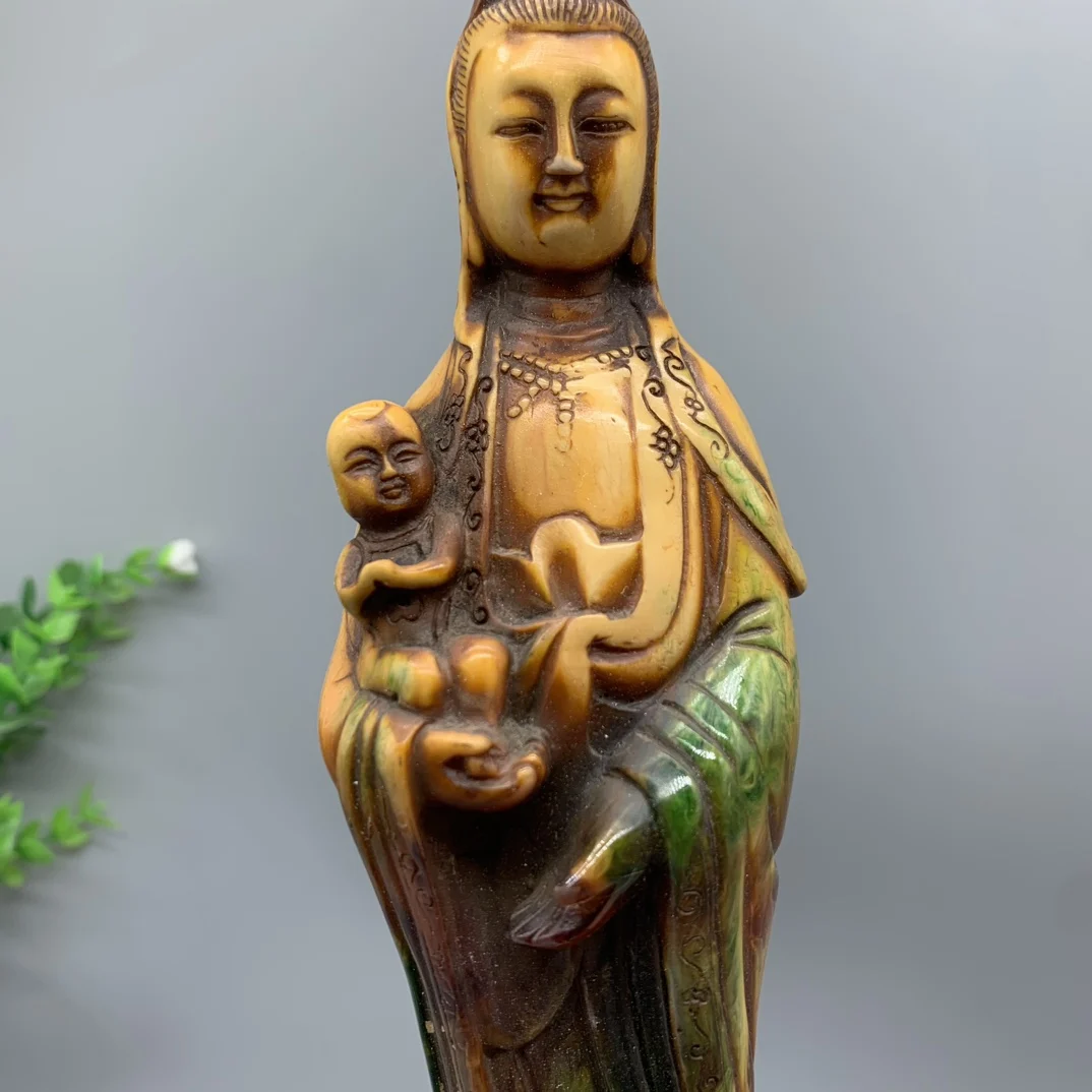 Exquisite Chinese Aspicious Amber Resin Statue SongZi Guanyin