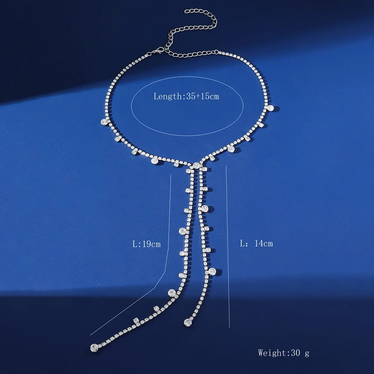 Silver Long Tassel Lnlaid With Rhinestone Shiny Women's Necklace Fashionable Banquet Choker For Women Jewelry Accessories 2024
