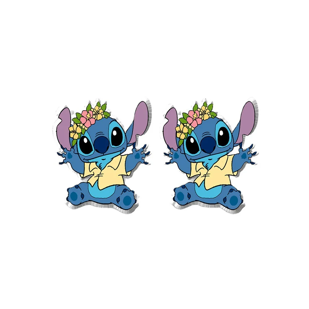 Disney Cartoon Lilo & Stitch Acryl Oorknopjes Sieraden Vrouwen Meisjes Steek Anime Mode Epoxyhars Oorbellen Accessoires Geschenken