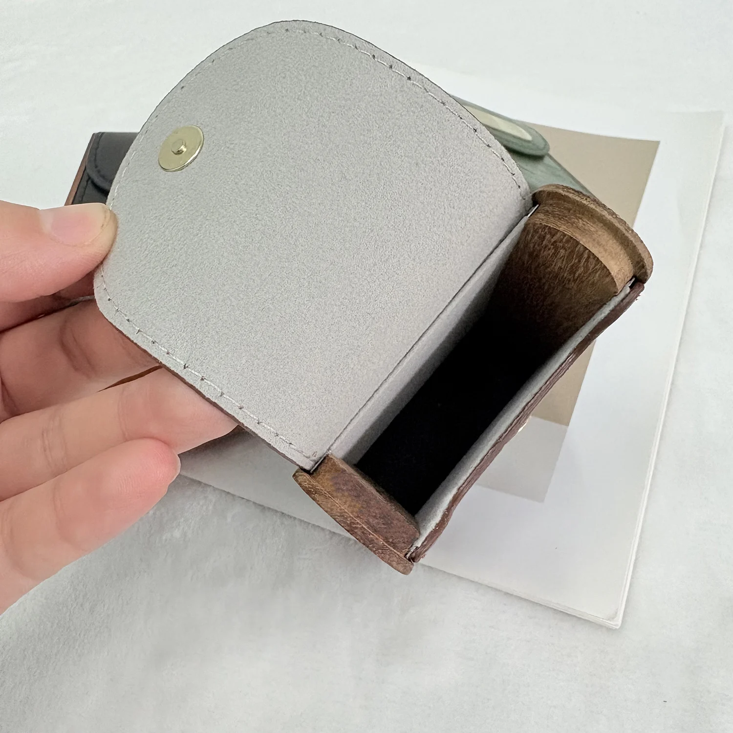 Wooden Frame PU Leather Rough Branch Cigarette Box Retro Style