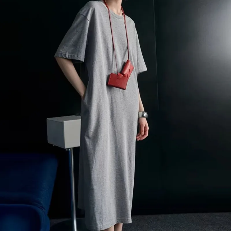 2024 Fall and Winter New Classic Basic French Long T-Shirt Dress Loose Dresses