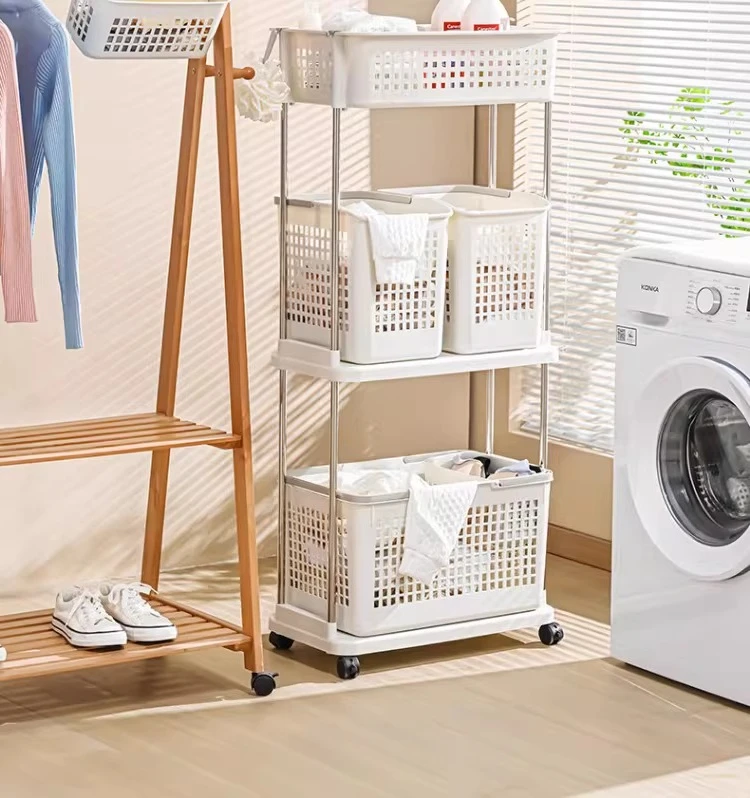 

Корзина для грязного белья, многослойная перегородка, стеллаж для хранения, подвижная тележка, напольная