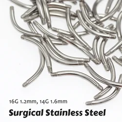 50Pcs 1.2/1.6mm Labret Septum Belly Eyebrow Nose Lip Piercing Replacement Bar Parts Straight Circular Accessories Surgical Steel