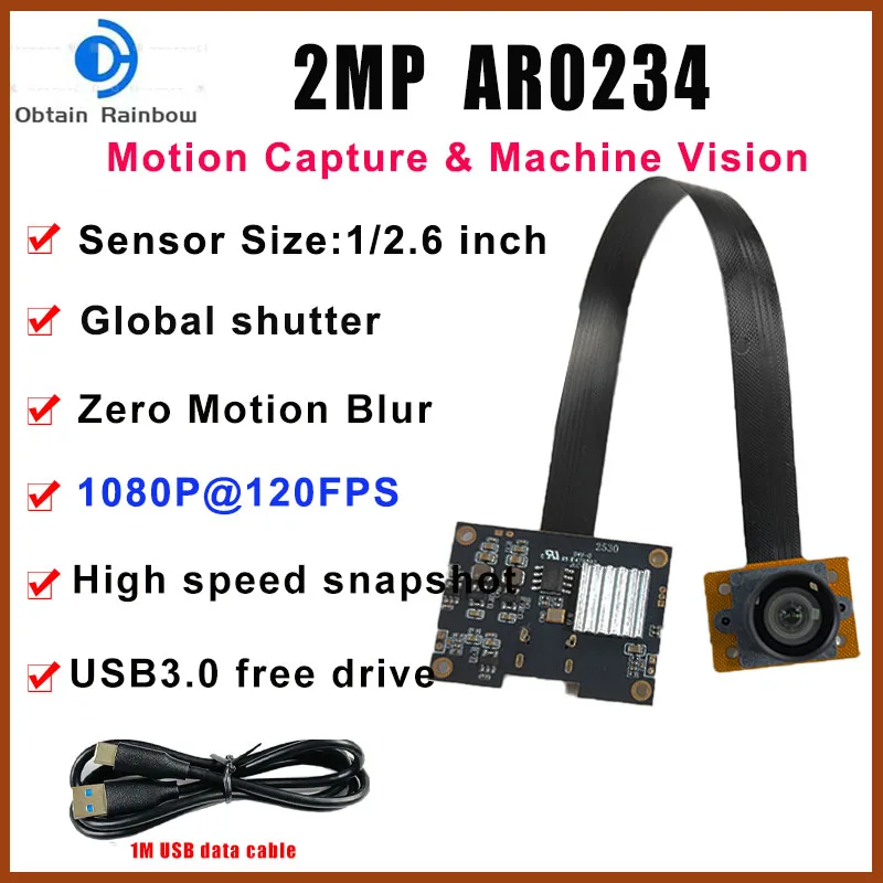 AR0234 Global shutter 1920*1080  120FPS USB3.0 Camera modul  high-speed capture industrial detection  Support MJPG, YUY2, H.264