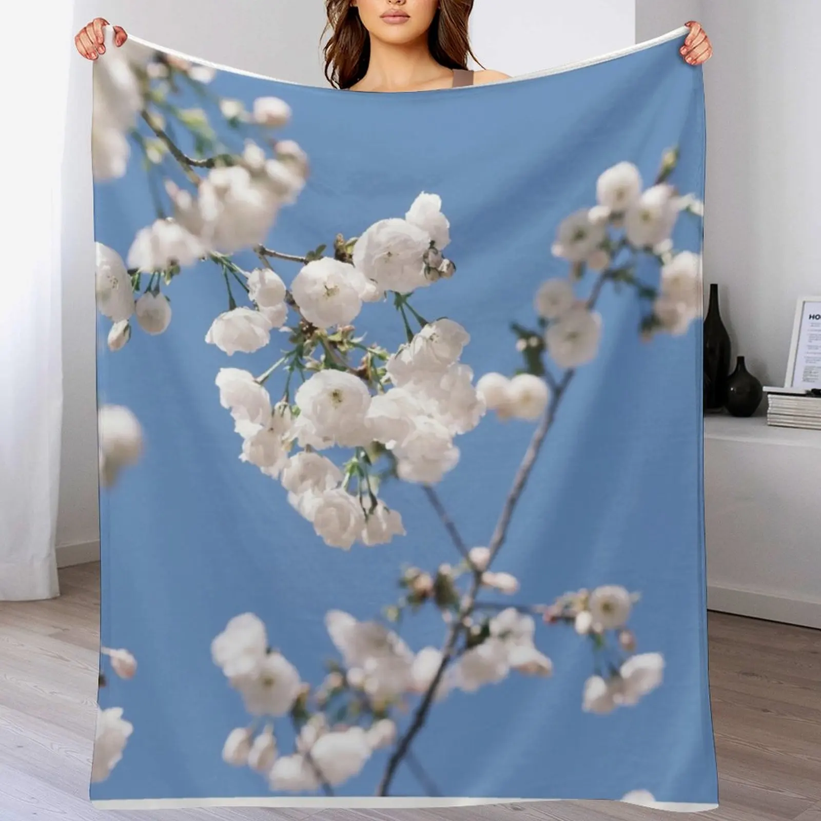 

Small White Tree Flowers, Salt Lake City Throw Blanket Decorative Throw Decorative Sofas Flannels anime Blankets