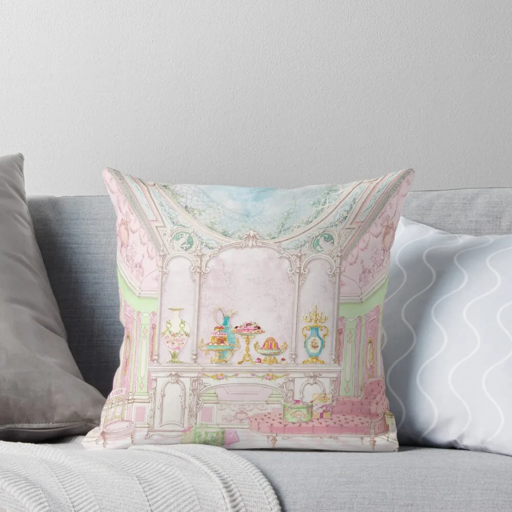 French Patisserie, Marie Antoinette Pink Cake shop diorama Throw Pillow luxury sofa pillows pillow