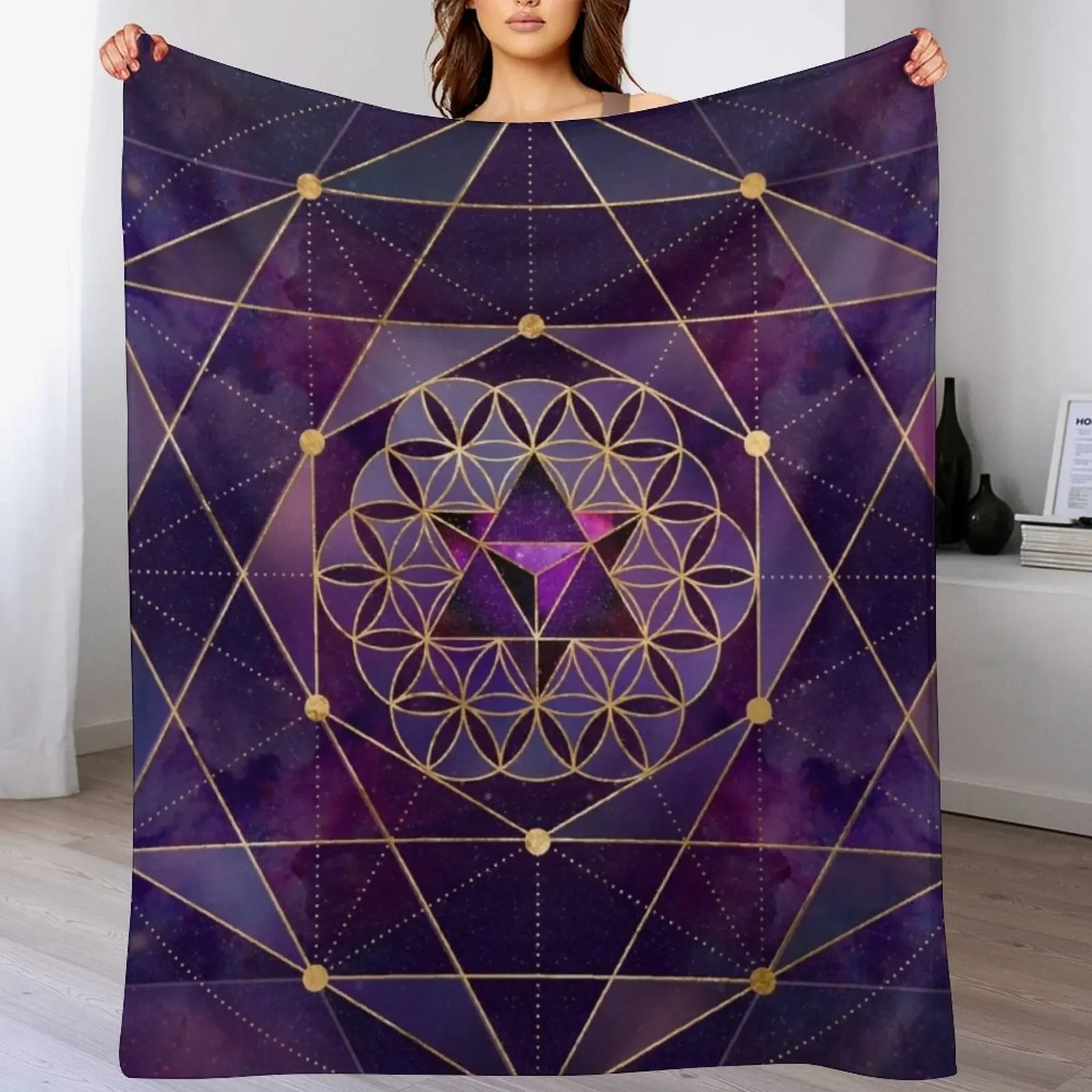 

Merkabah in flower of life - Sacred Geometry Throw Blanket Beach Stuffeds cosplay anime Custom Blankets